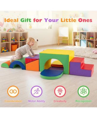 7-Piece PU Leather Toddler Climbing Blocks Set, Soft Foam for Safe Indoor Activity and Motor Skills