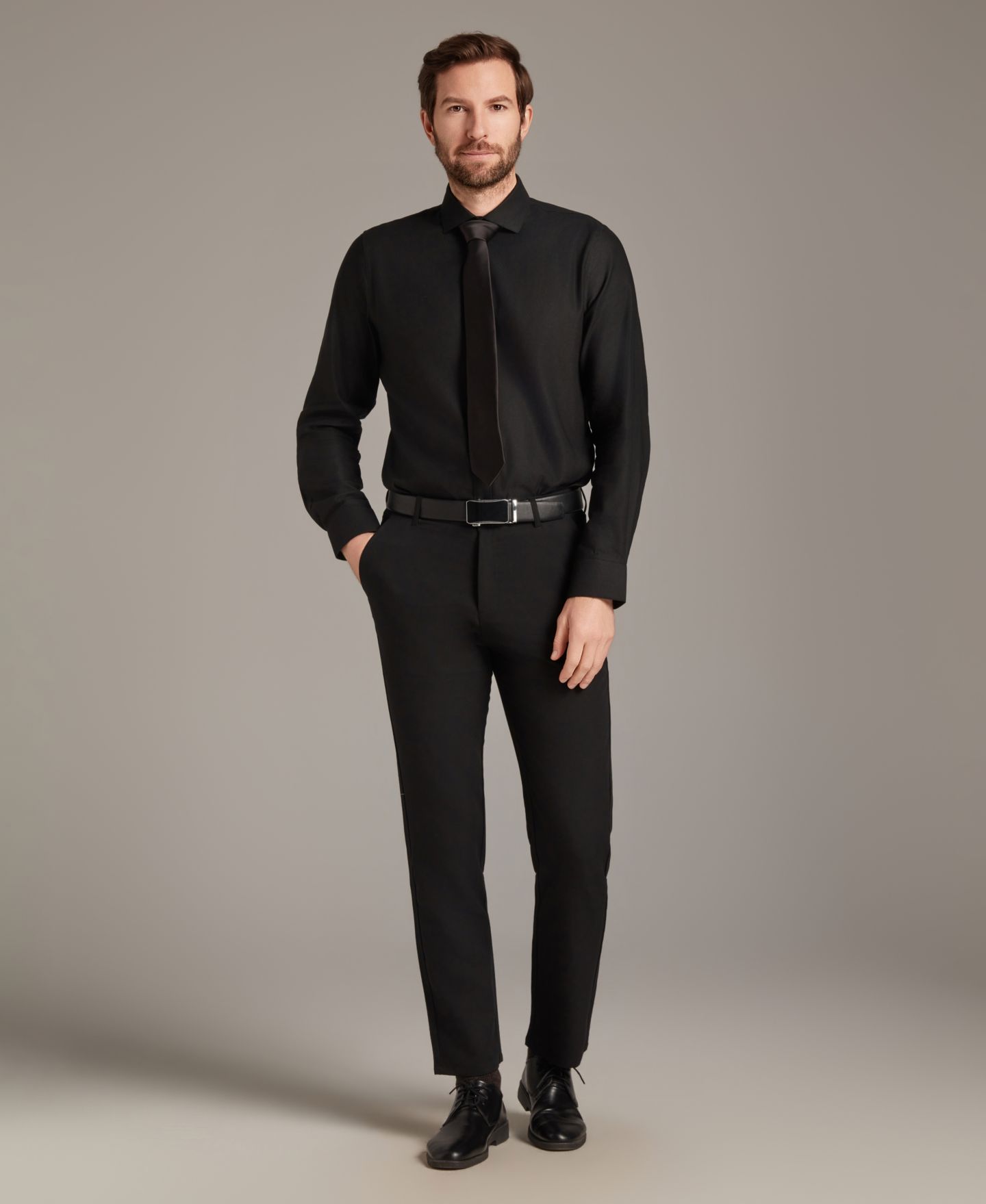 Мужская рубашка Bar III Diamond Dobby Spread Collar Dress Shirt, цвет: Чёрный комбинированный — фото 9