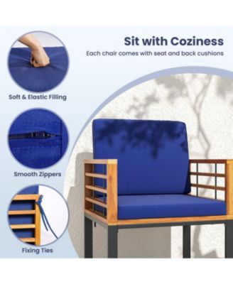 Outdoor Acacia Wood Dining Chair Set with Comfortable Cushions