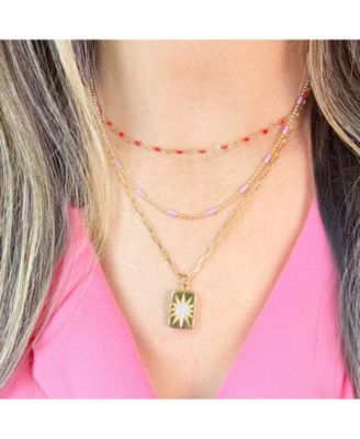 Starburst Locket Necklace 14K Plated Sterling Silver