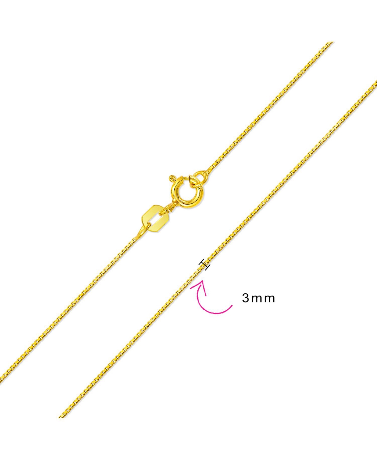 Bling Jewelry Basic Thin 019 Gauge Box Chain Necklace Gold Plated Sterling Silver