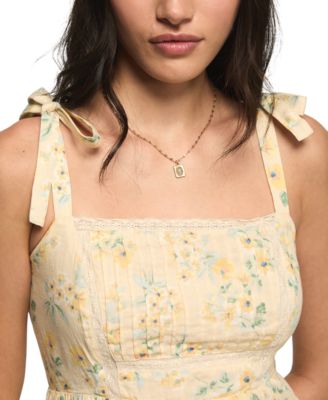 Women's Classic Lace Trim Square Neck Midi Dress