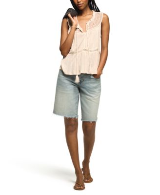 Women's Peplum Lace Trimmed Sleeveless Tank