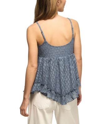 Women's Ruffle Baby Doll Lace V-Neck Top