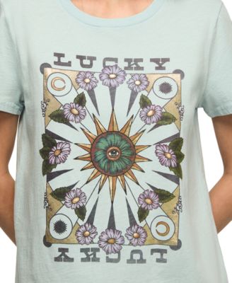 Women's Floral Poster Printed Classic Fit Crew Neck T-Shirt