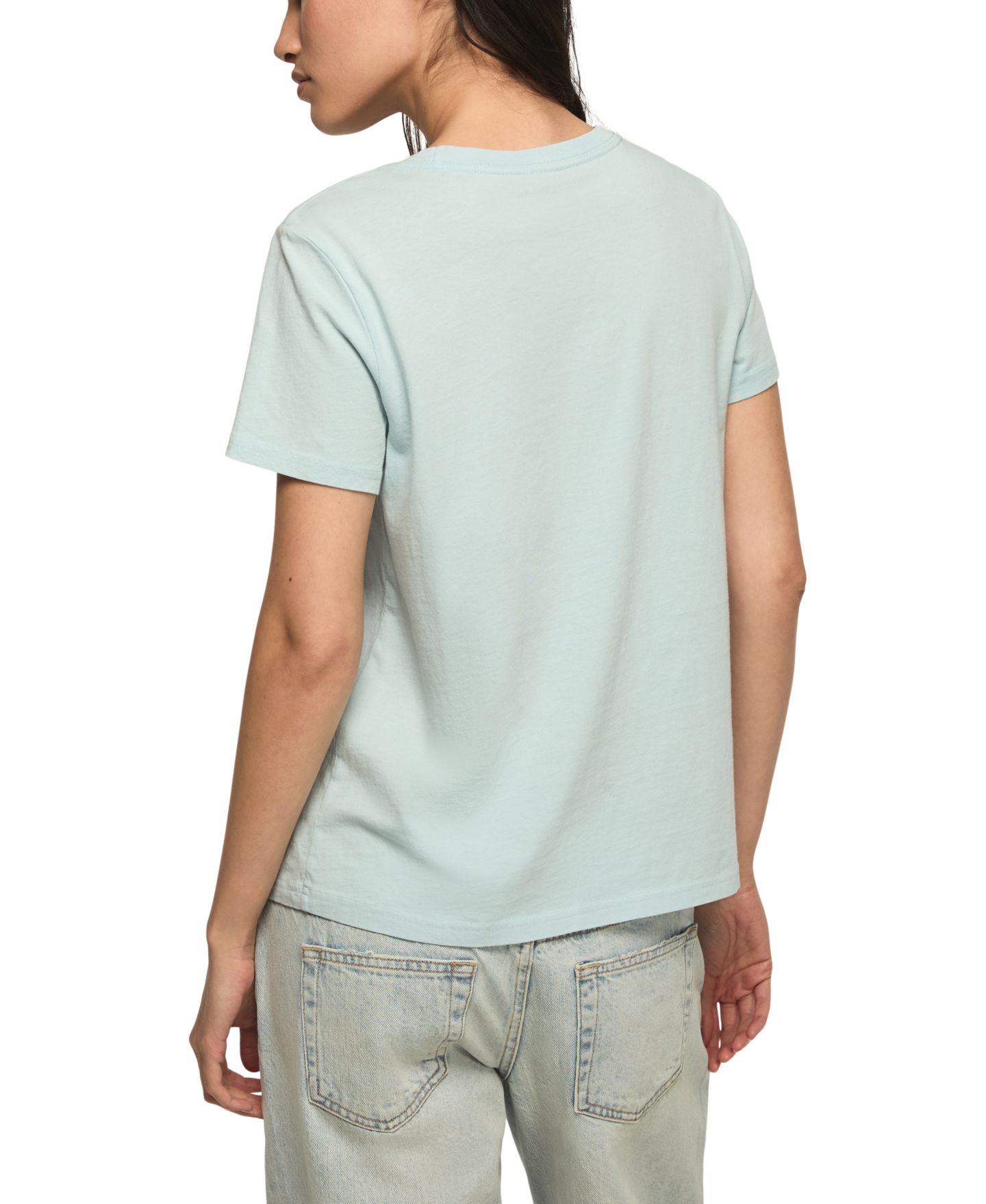 Женская футболка Lucky Brand Floral Poster Printed Classic Fit Crew Neck, цвет: Синий — фото 4