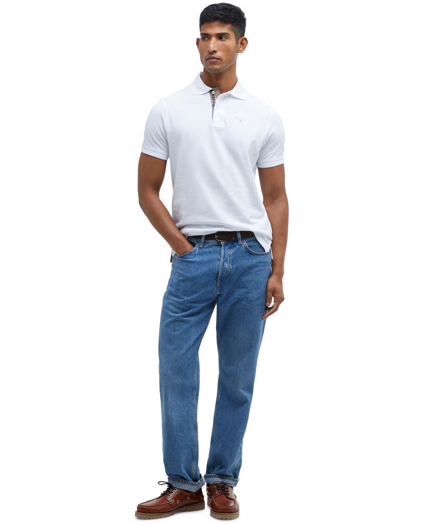 Men's Tartan Pique Short-Sleeve Polo Shirt