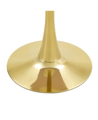 31.5" Faux-Wood Thickened-Top Metal-Pedestal Round Dining Table