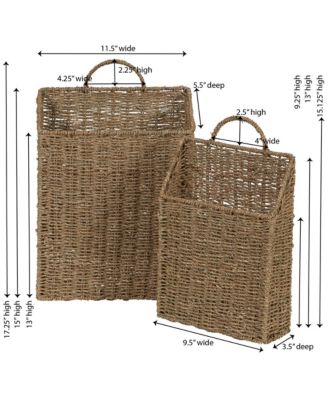 Rectangular Wicker Hanging Baskets, Set of 2, Small and Large