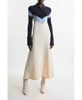 Women's Rib-Knit Polo Top Maxi Dress