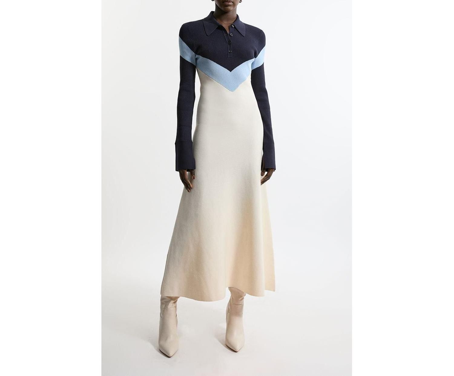 Women's Rib-Knit Polo Top Maxi Dress