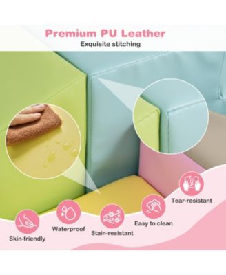 10-Piece Soft Foam Climbing Blocks for Toddlers, PU Leather Covers