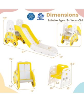 5-in-1 Convertible Toddler Slide Set with Art Easel, Stool and Book Rack