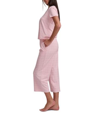 Women's 2-PC. Short-Sleeve T-Shirt & Wide-Leg Cropped Pants Pajama Set