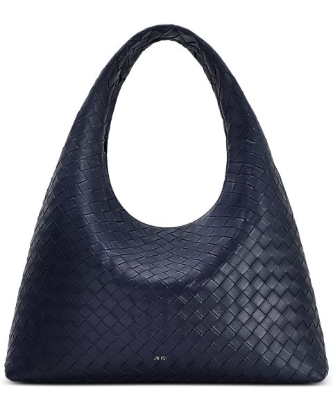Женская сумка JW PEI Laura Woven Large Shoulder Hobo Handbag, цвет: Тёмно-синий