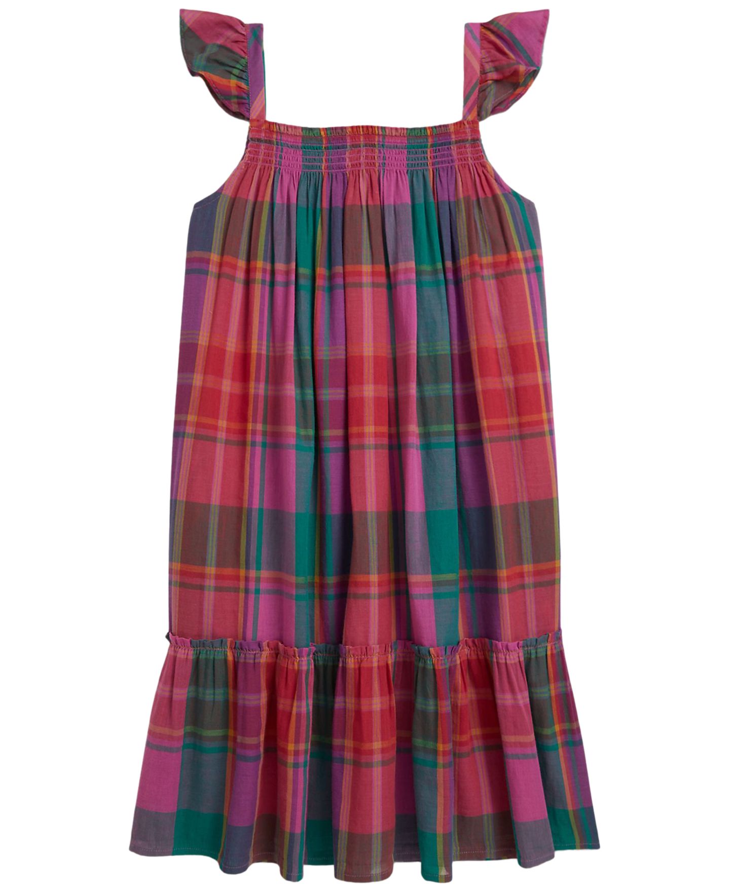 Платье Polo Ralph Lauren Plaid Cotton Madras Dress для девочек, цвет: Розовый / Зелёный — фото 1