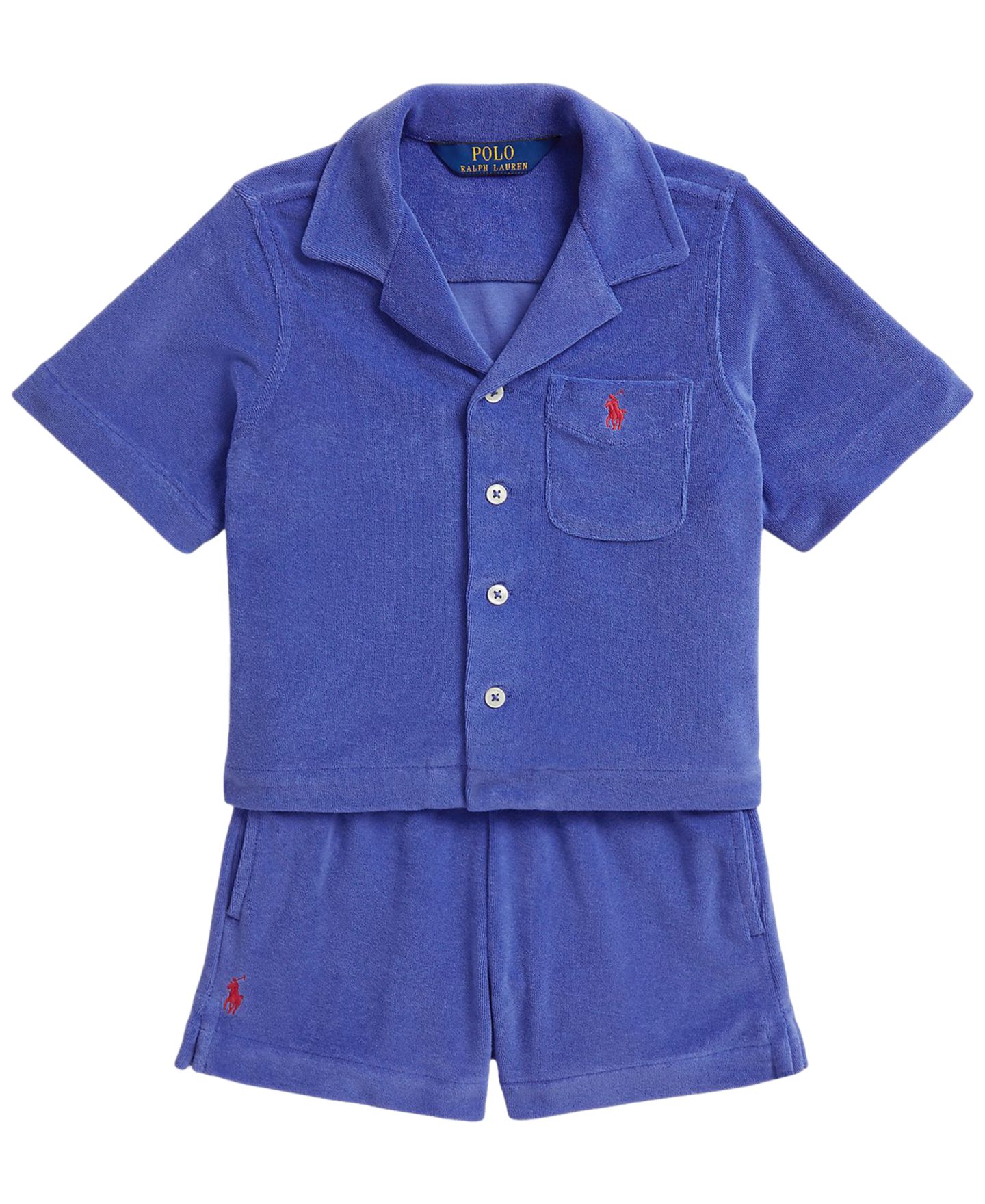Детский комплект Polo Ralph Lauren: махровая рубашка и шорты, 2T-6X, цвет: Синий — фото 1