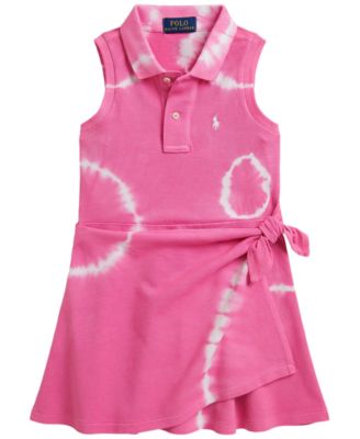 Girls' 2T-6X Tie-Dye Faux-Wrap Mesh Polo Dress