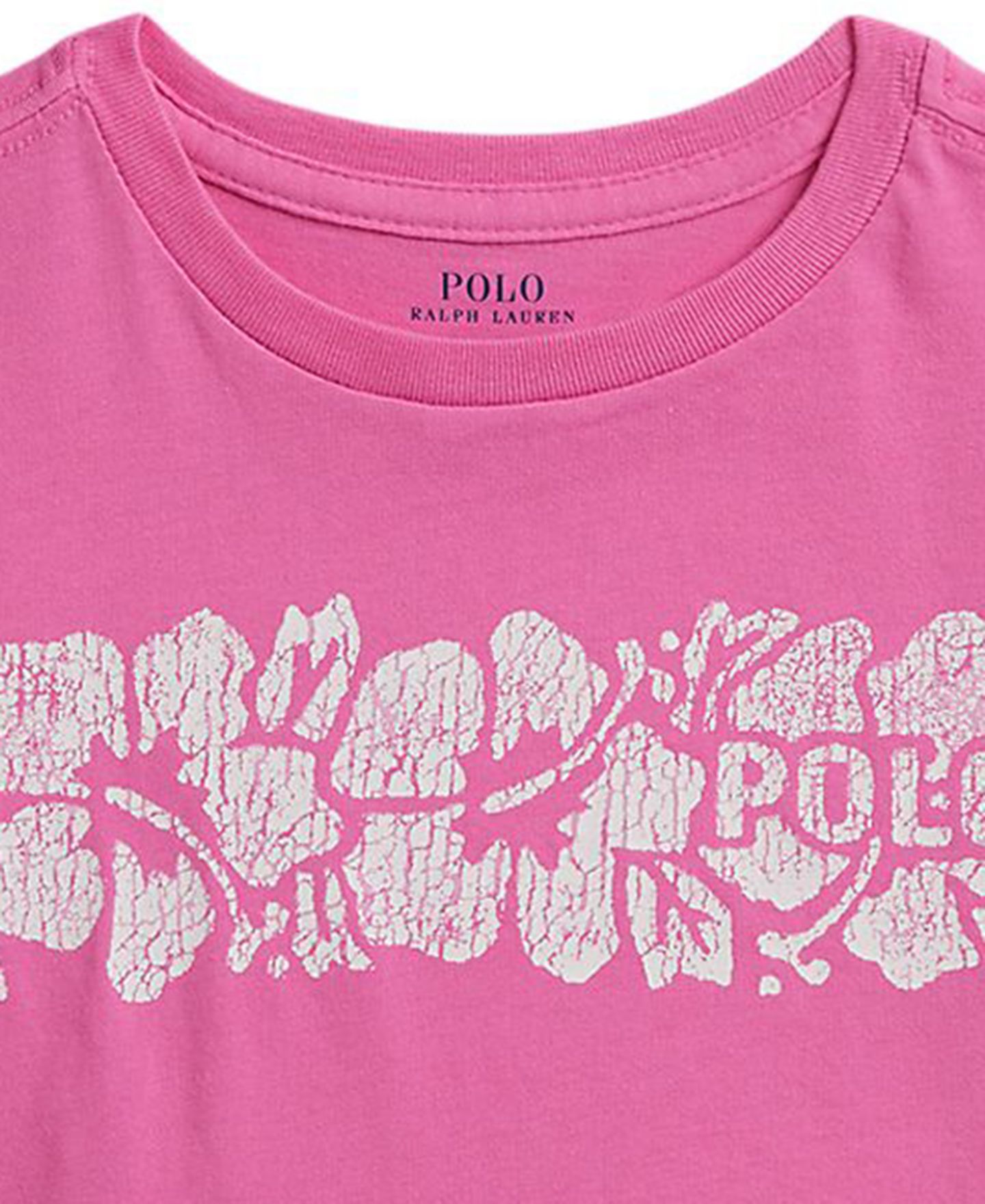 Футболка Polo Ralph Lauren Floral-Print Logo Cotton Boxy T-Shirt для девочек, цвет: Розовый — фото 3