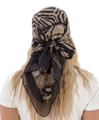 Satin Animal Print Square Scarf