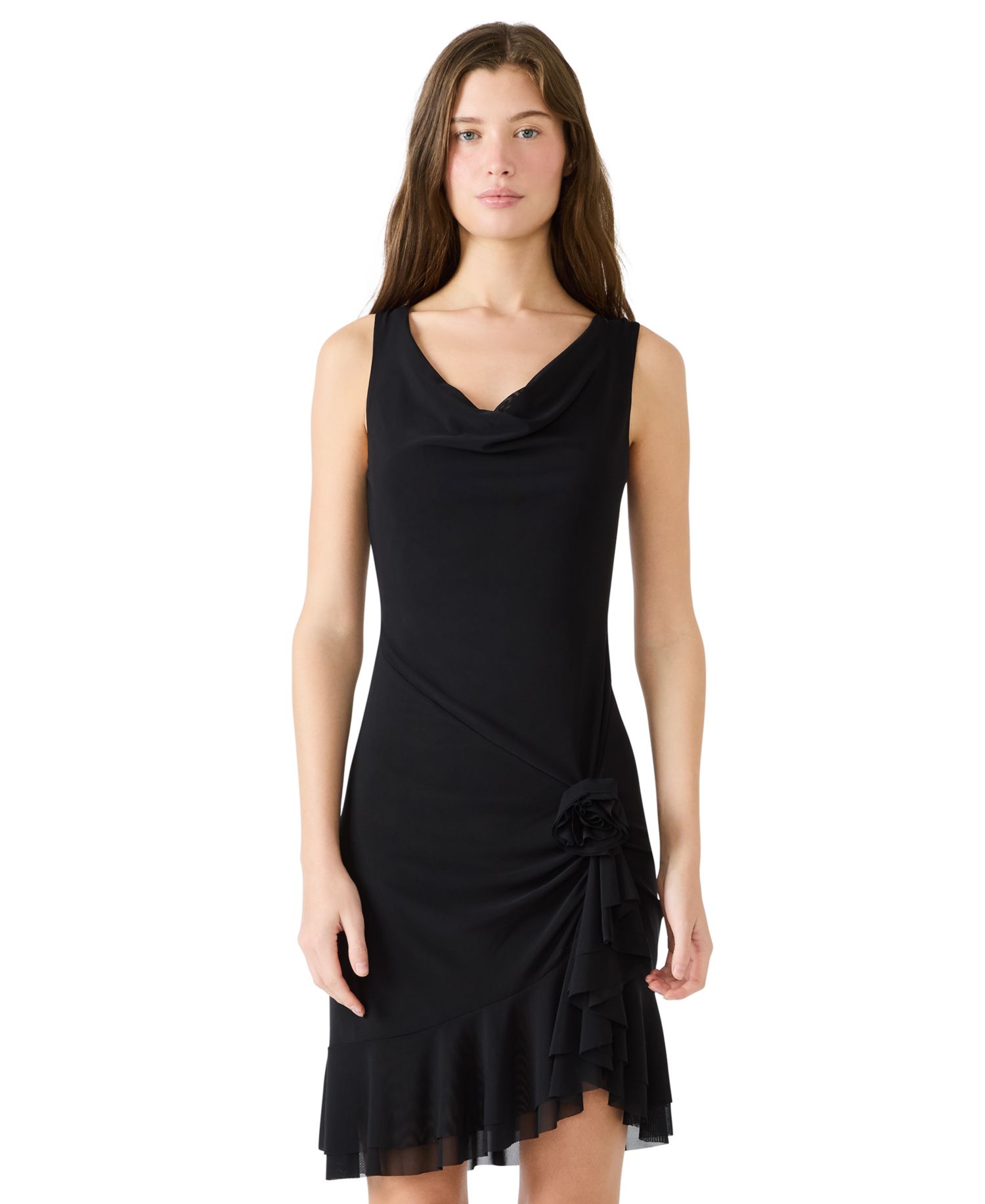 Cowl Neck High-Low Asymmetric Dress