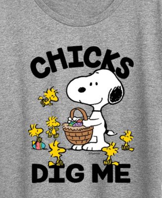 Plus Size Peanuts Easter Chicks Dig Me Snoopy Short-Sleeve Graphic T-Shirt
