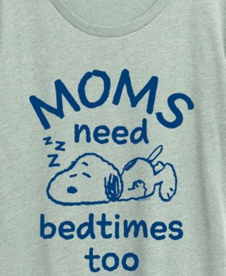 Plus Size Peanuts Moms Need Bedtimes Too Snoopy Short-Sleeve Graphic T-Shirt