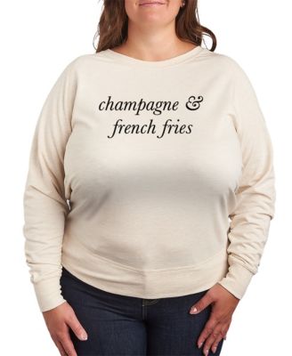 Plus Size Instant Message Champagne and French Fries French Terry Long-Sleeve T-Shirt