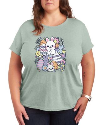 Plus Size Instant Message Easter Sticker Collage Short-Sleeve Graphic T-Shirt