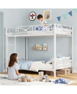 Metal Bunk Bed Twin Over Twin, Industrial Bunkbeds Heavy Duty Bed with Safety Guard Rails Space-Saving Design, Steel Bed for School, Bedroom