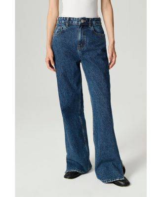 Women's Zip Accent Straight-Leg Denim Pants