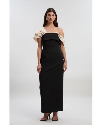 Women's Tailored Taffeta Sleeve Maxi Dress