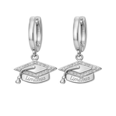 Dloria Limitless Graduation Cap Huggie Hoop Earrings - Silver 47$