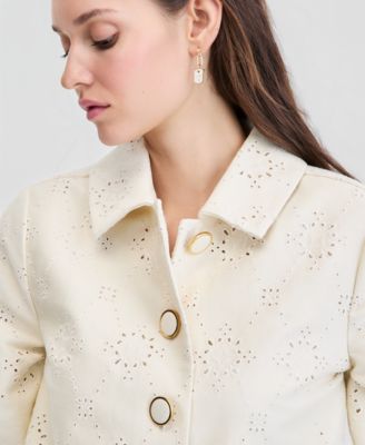 Women's Cotton Eyelet Scallop Hem Jacket