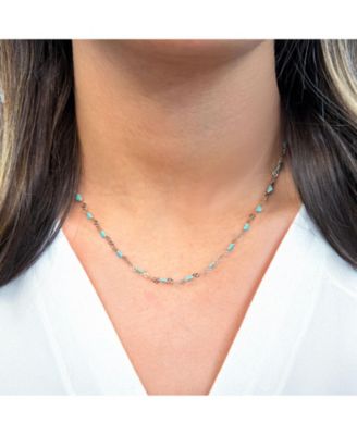  Enamel Heart Link Necklace Sterling Silver