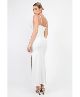 Women's Shapewear Lace V Neck Side Slit Slimming Maxi Slip Dress