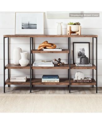 4-Tier 55" Rustic Industrial Console Table for Living Room Decor