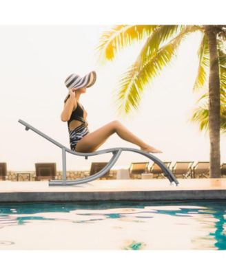 Patio Chaise Lounge Outdoor Set of 2 with S-Shaped Ergonomics, Textilene Fabric, Aluminum Pool Chaise Lounges for Pool, Garden