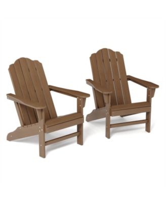 HDPE Adirondack Chair Set of 2, Wood Texture Patio Furniture