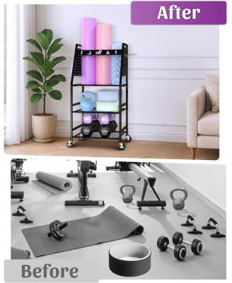 Yoga Mat Storage Racks,Home Gym Storage Rack for Dumbbells Kettlebells Foam Roller,Workout Equipment Storage Organizer.
