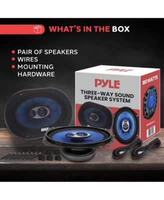 6” x 8” Car Sound Speakers - Pyle PL683BL 3-Way 360 Watts Poly Cone, 4 Ohm, 70-20kHz, Butyl Rubber Surround