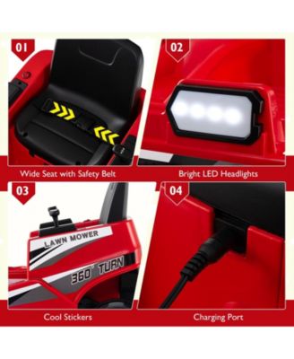 12V Ride on Lawn Mower for Kids with Dual Control Sticks and LED Lights