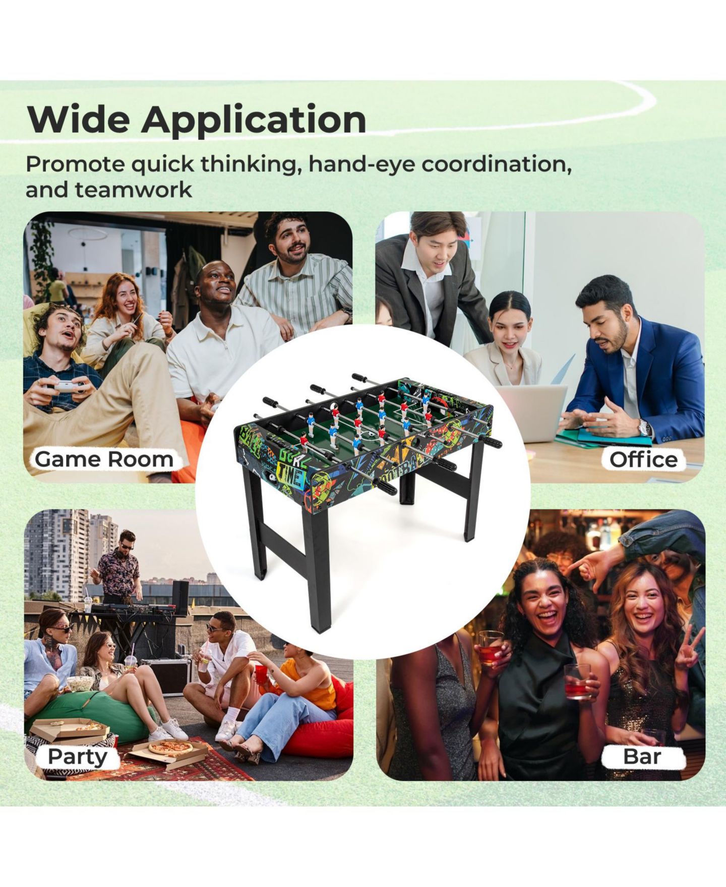 Детская игрушка Mecale Mini 2-in-1 Foosball Game Table with Detachable Legs, Ages 6+, цвет: Чёрный — фото 9