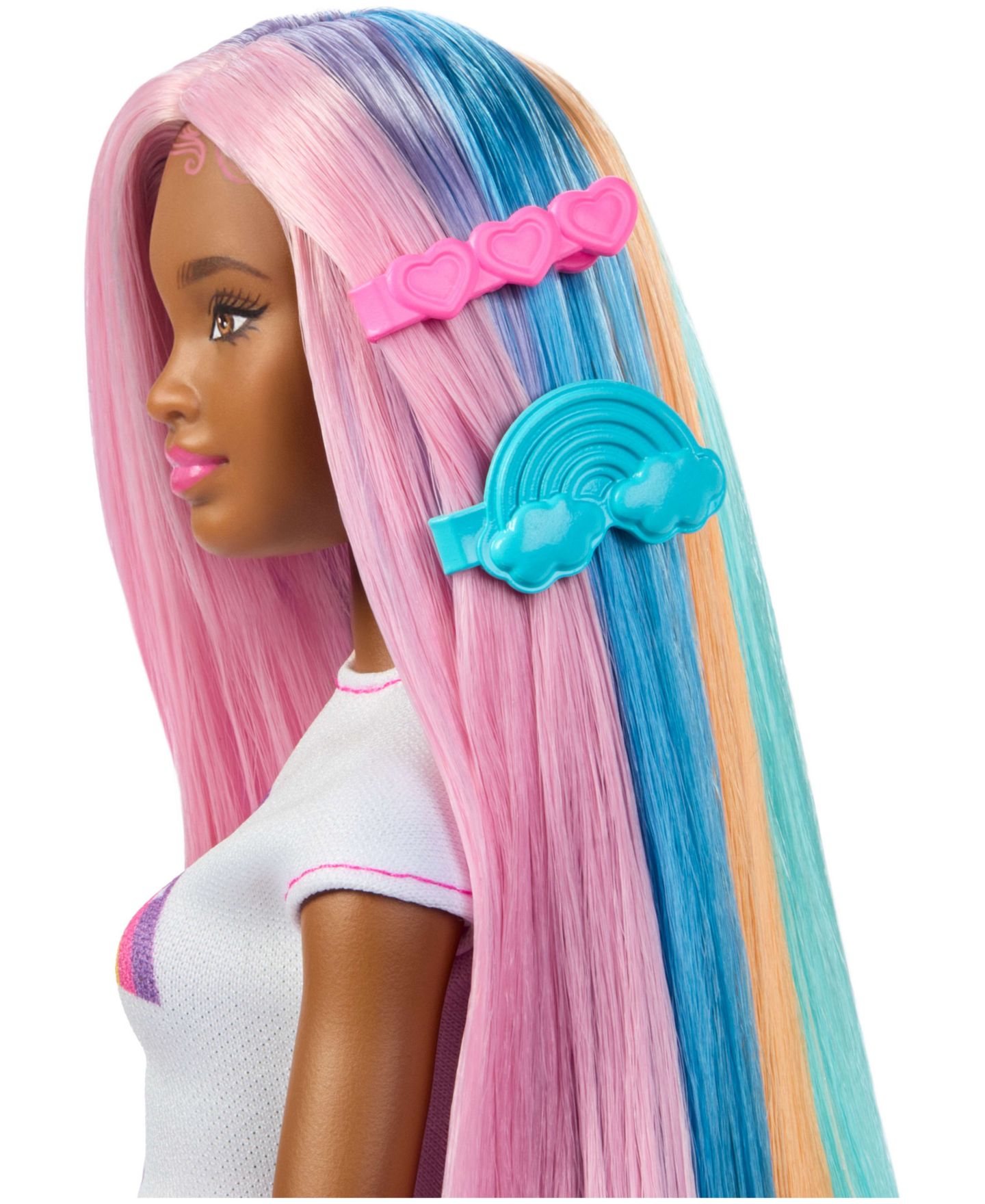 Детская кукла Barbie Rainbow Sparkle Hair Fashion Doll with Glitter Comb & Styling Accessories, Ages 3+ — фото 2