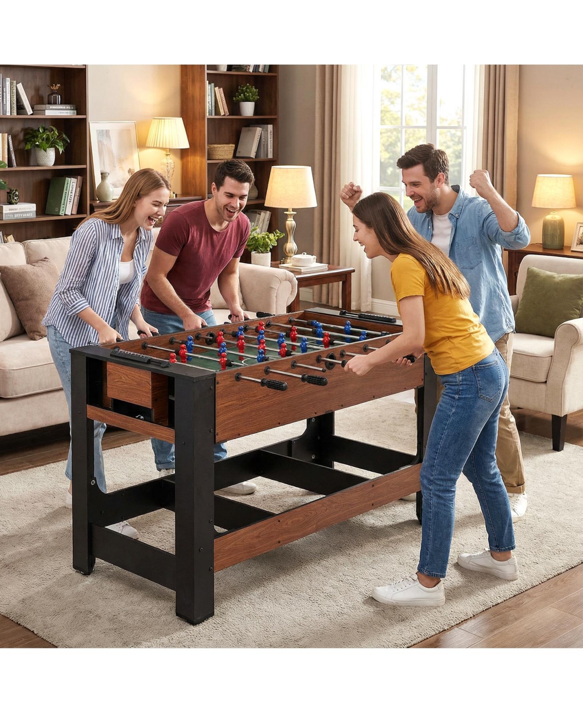 Mecale 2-in-1 Full-Size Foosball and Pool Combo Table with Legs