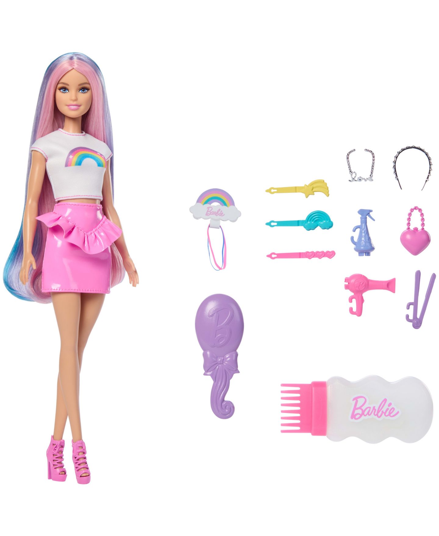 Детская кукла Barbie Rainbow Sparkle Hair 7.5" Hair Styling Fashion Doll, Ages 3+ — фото 1
