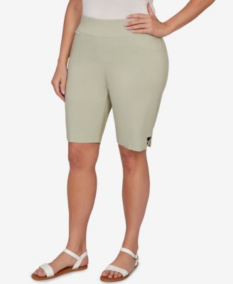 Plus Size Solid Tech Stretch Bermuda Shorts