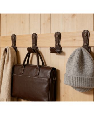4Pc Leather-Wrapped Zinc Alloy Wall Hooks for Home