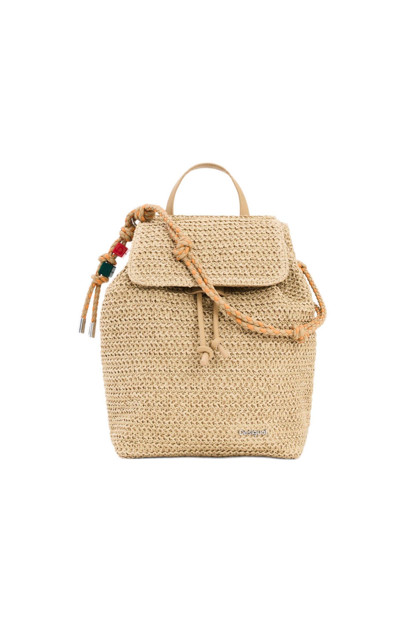 Женские брелоки Desigual Small raffia backpack charms, цвет: Тёмный бежевый — фото 1