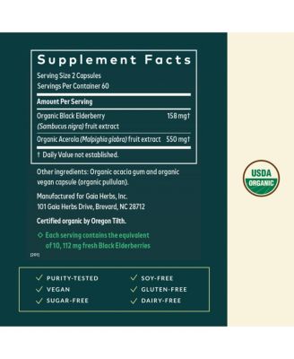 Black Elderberry - With Black Elderberries & Acerola Fruit for Antioxidant Support - 120 Capsules (60 Servings)